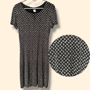 Essex Vintage Black Butterfly Print Jersey Knit Short Sleeve Mini Dress 90s Goth